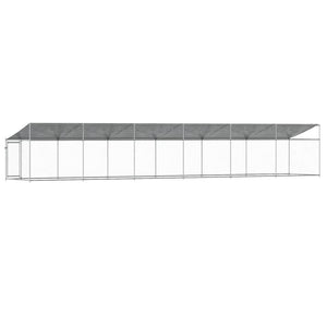 vidaXL Chenil avec toit et porte Gris 12x2x2 m Acier galvanisé