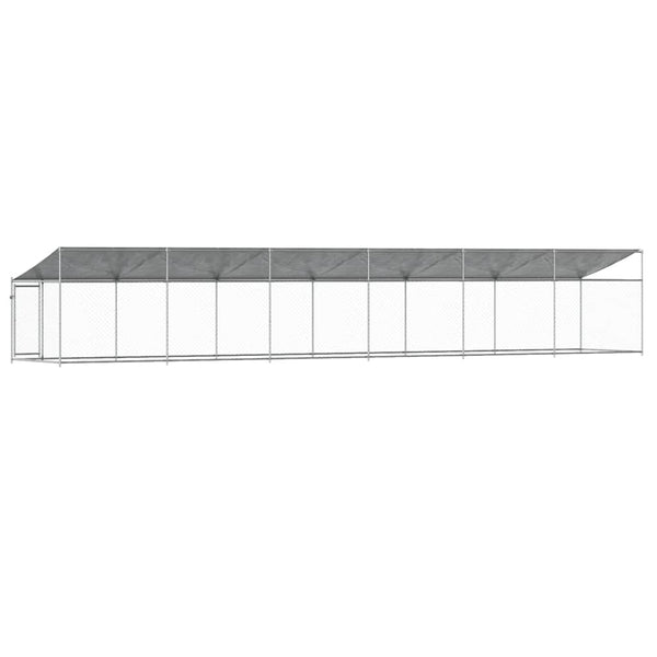 vidaXL Chenil avec toit et porte Gris 12x2x2 m Acier galvanisé