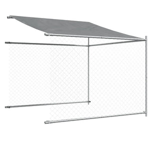 vidaXL Chenil avec toit et porte Gris 12x2x2 m Acier galvanisé