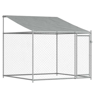 vidaXL Chenil avec toit et porte Gris 12x2x2 m Acier galvanisé