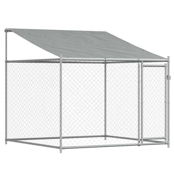 vidaXL Chenil avec toit et porte Gris 12x2x2 m Acier galvanisé