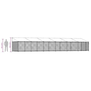 vidaXL Chenil avec toit et porte Gris 12x2x2 m Acier galvanisé