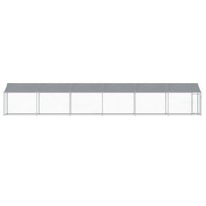 vidaXL Chenil avec toit et porte Gris 12x2x2 m Acier galvanisé