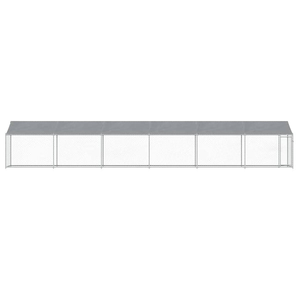 vidaXL Chenil avec toit et porte Gris 12x2x2 m Acier galvanisé