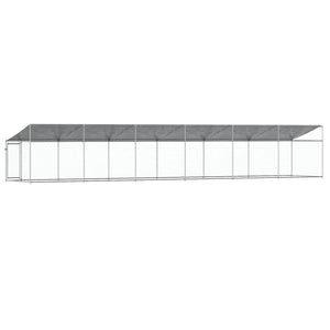 vidaXL Chenil avec toit et porte Gris 12x2x2 m Acier galvanisé