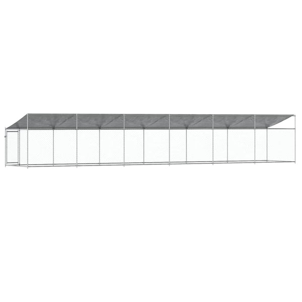 vidaXL Chenil avec toit et porte Gris 12x2x2 m Acier galvanisé
