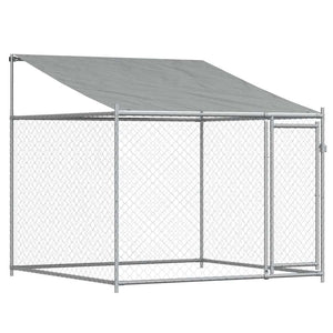 vidaXL Chenil avec toit et porte Gris 12x2x2 m Acier galvanisé