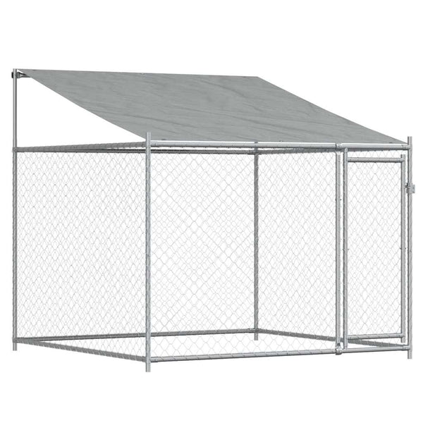 vidaXL Chenil avec toit et porte Gris 12x2x2 m Acier galvanisé