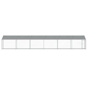 vidaXL Chenil avec toit et porte Gris 12x2x2 m Acier galvanisé