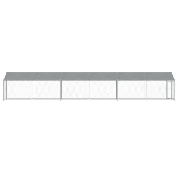 vidaXL Chenil avec toit et porte Gris 12x2x2 m Acier galvanisé