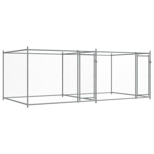 vidaXL Chenil pour chiens avec portes Gris 4x2x1,5 m Acier galvanisé