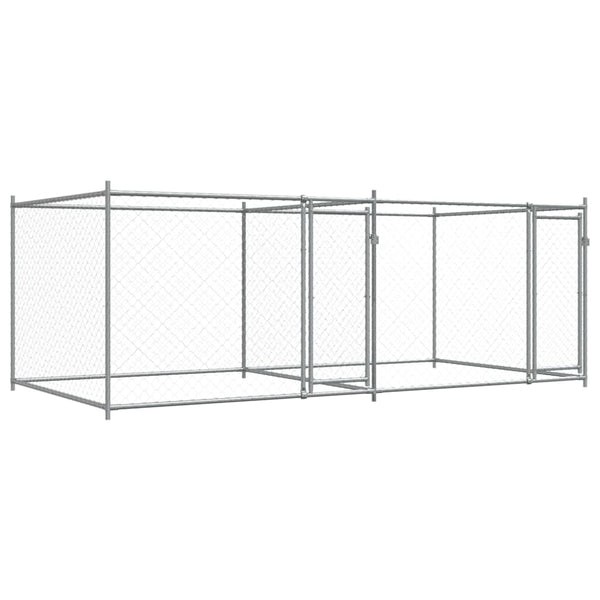 vidaXL Chenil pour chiens avec portes Gris 4x2x1,5 m Acier galvanisé
