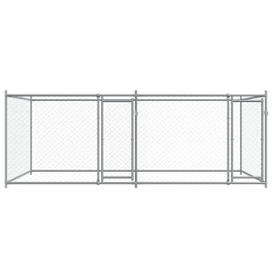 vidaXL Chenil pour chiens avec portes Gris 4x2x1,5 m Acier galvanisé