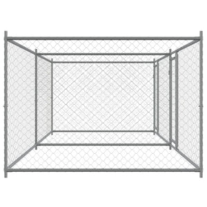 vidaXL Chenil pour chiens avec portes Gris 4x2x1,5 m Acier galvanisé