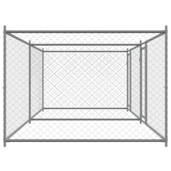 vidaXL Chenil pour chiens avec portes Gris 4x2x1,5 m Acier galvanisé