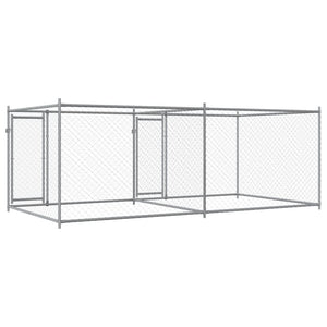 vidaXL Chenil pour chiens avec portes Gris 4x2x1,5 m Acier galvanisé