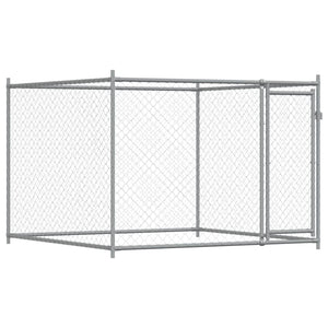 vidaXL Chenil pour chiens avec portes Gris 4x2x1,5 m Acier galvanisé