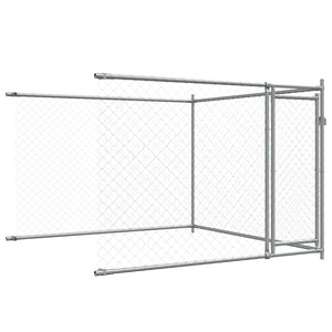 vidaXL Chenil pour chiens avec portes Gris 4x2x1,5 m Acier galvanisé