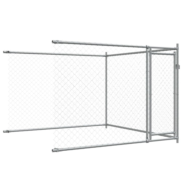 vidaXL Chenil pour chiens avec portes Gris 4x2x1,5 m Acier galvanisé