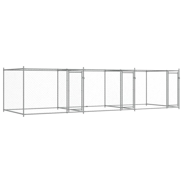 vidaXL Chenil avec portes Gris 6x2x1,5 m Acier galvanisé
