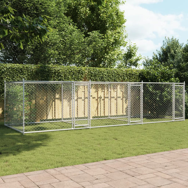 vidaXL Chenil avec portes Gris 6x2x1,5 m Acier galvanisé