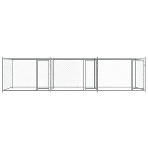 vidaXL Chenil avec portes Gris 6x2x1,5 m Acier galvanisé