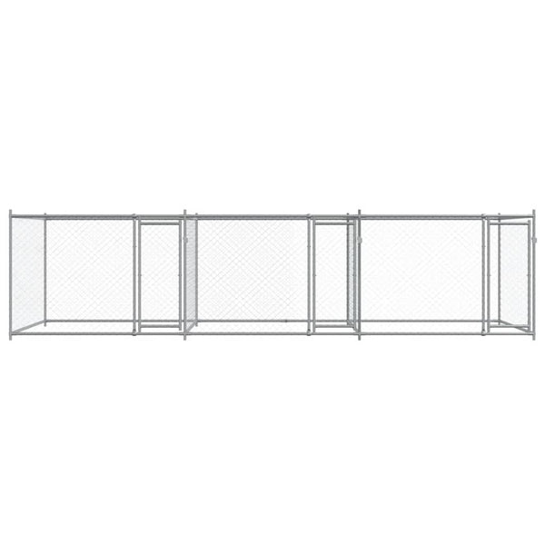vidaXL Chenil avec portes Gris 6x2x1,5 m Acier galvanisé