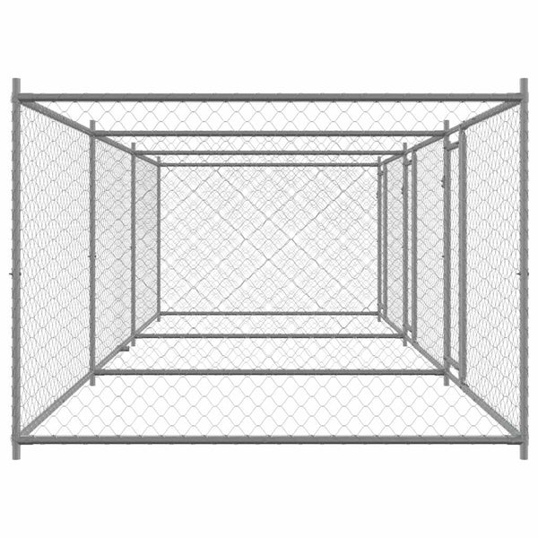 vidaXL Chenil avec portes Gris 6x2x1,5 m Acier galvanisé