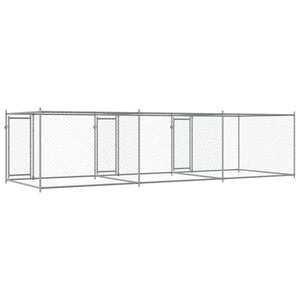 vidaXL Chenil avec portes Gris 6x2x1,5 m Acier galvanisé