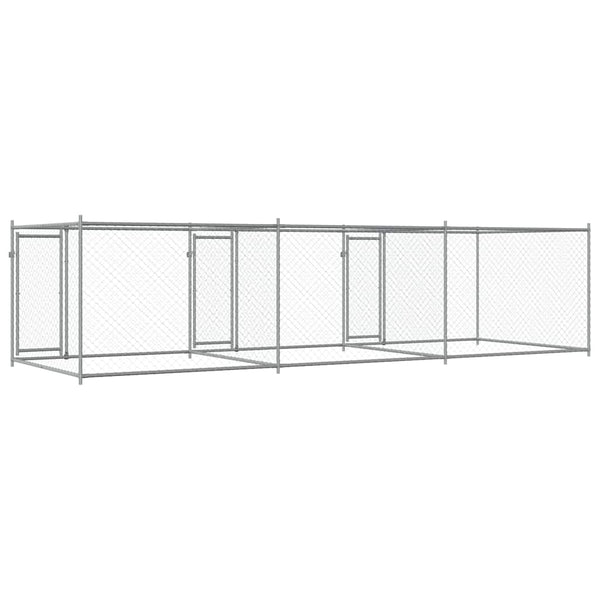 vidaXL Chenil avec portes Gris 6x2x1,5 m Acier galvanisé