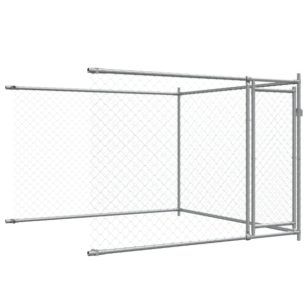 vidaXL Chenil avec portes Gris 6x2x1,5 m Acier galvanisé