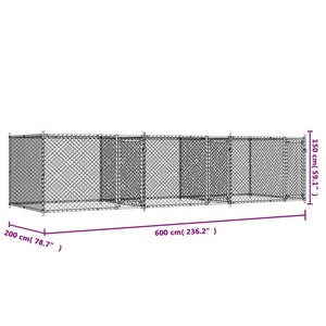 vidaXL Chenil avec portes Gris 6x2x1,5 m Acier galvanisé