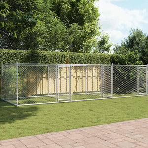 vidaXL Chenil avec portes Gris 6x2x1,5 m Acier galvanisé