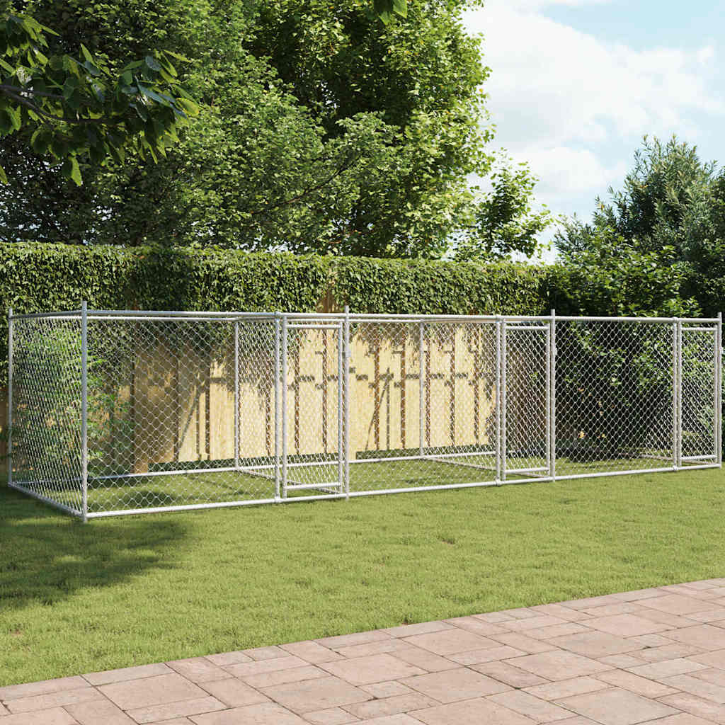 vidaXL Chenil avec portes Gris 6x2x1,5 m Acier galvanisé