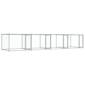 vidaXL Chenil pour chien avec portes Gris 8x2x1,5 m Acier galvanisé