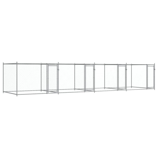 vidaXL Chenil pour chien avec portes Gris 8x2x1,5 m Acier galvanisé
