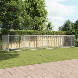 vidaXL Chenil pour chien avec portes Gris 8x2x1,5 m Acier galvanisé