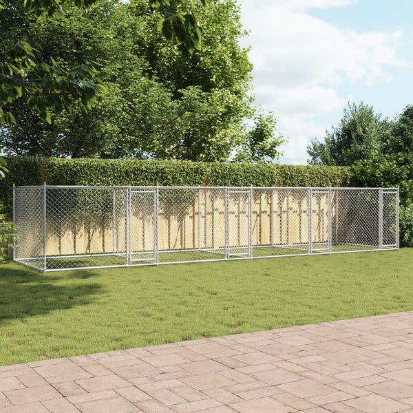 vidaXL Chenil pour chien avec portes Gris 8x2x1,5 m Acier galvanisé