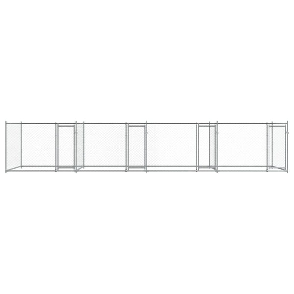vidaXL Chenil pour chien avec portes Gris 8x2x1,5 m Acier galvanisé