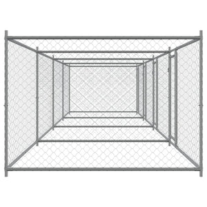 vidaXL Chenil pour chien avec portes Gris 8x2x1,5 m Acier galvanisé