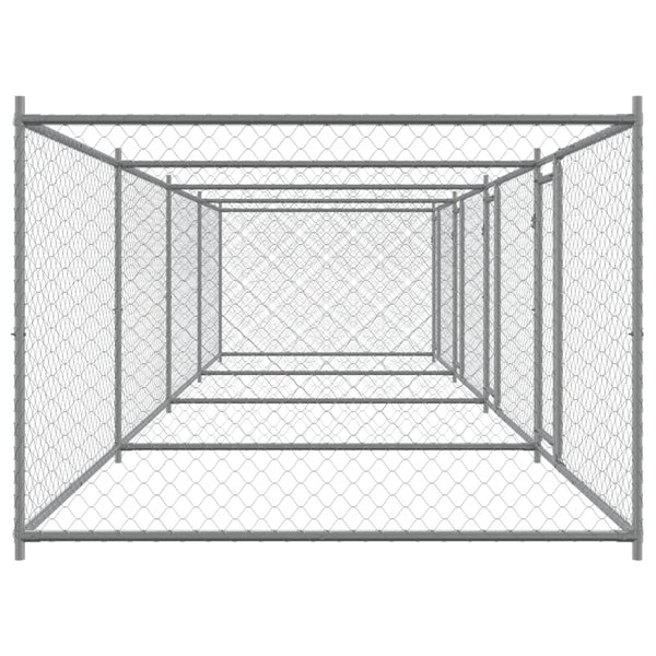 vidaXL Chenil pour chien avec portes Gris 8x2x1,5 m Acier galvanisé