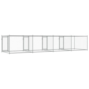 vidaXL Chenil pour chien avec portes Gris 8x2x1,5 m Acier galvanisé