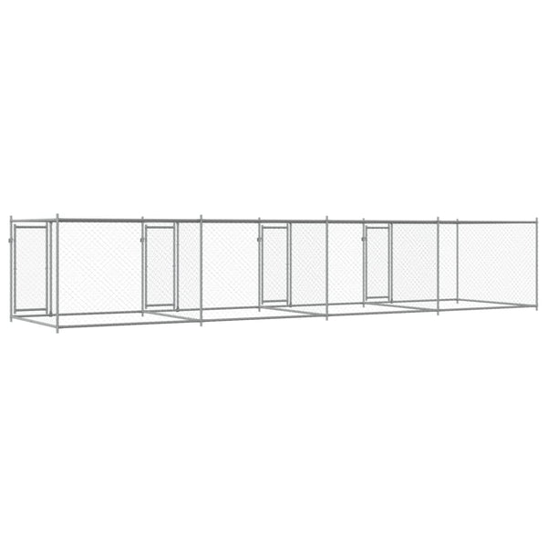 vidaXL Chenil pour chien avec portes Gris 8x2x1,5 m Acier galvanisé