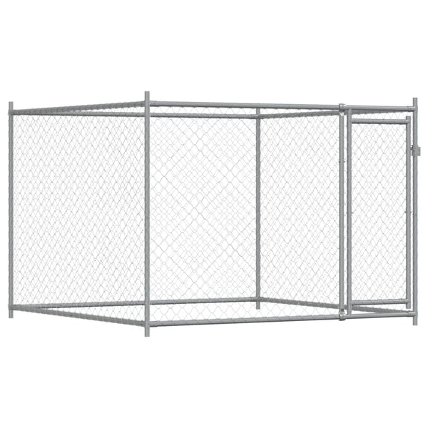 vidaXL Chenil pour chien avec portes Gris 8x2x1,5 m Acier galvanisé