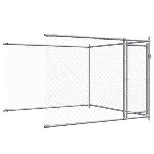 vidaXL Chenil pour chien avec portes Gris 8x2x1,5 m Acier galvanisé