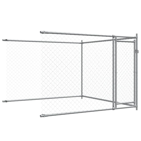 vidaXL Chenil pour chien avec portes Gris 8x2x1,5 m Acier galvanisé