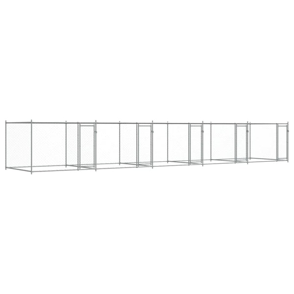 vidaXL Chenil pour chiens avec portes Gris 10x2x1,5 m Acier galvanisé