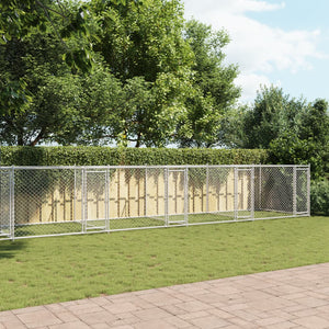 vidaXL Chenil pour chiens avec portes Gris 10x2x1,5 m Acier galvanisé