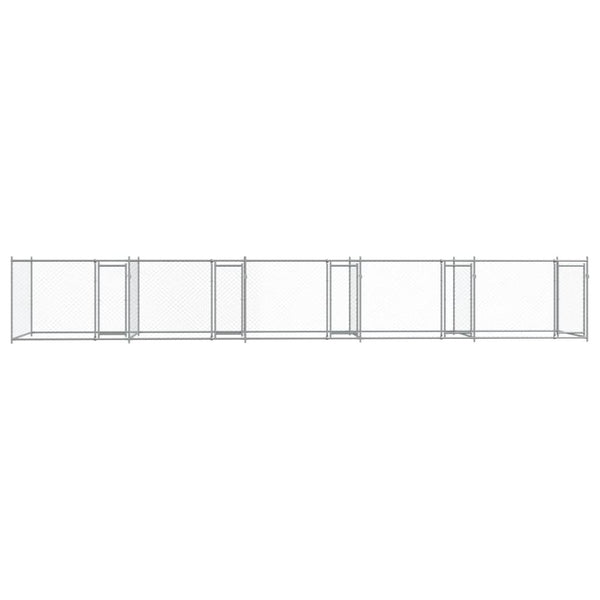vidaXL Chenil pour chiens avec portes Gris 10x2x1,5 m Acier galvanisé