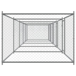vidaXL Chenil pour chiens avec portes Gris 10x2x1,5 m Acier galvanisé